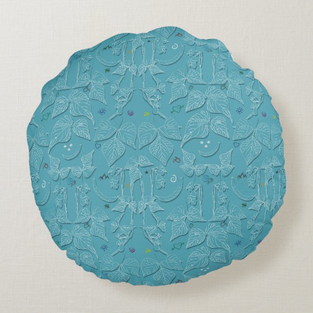 Bohnenranke mit Kreide Rundes Kissen (Rückseite)