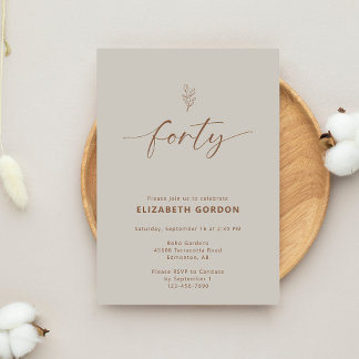 Boho 40. Geburtstag Terracotta Elegant Einladung