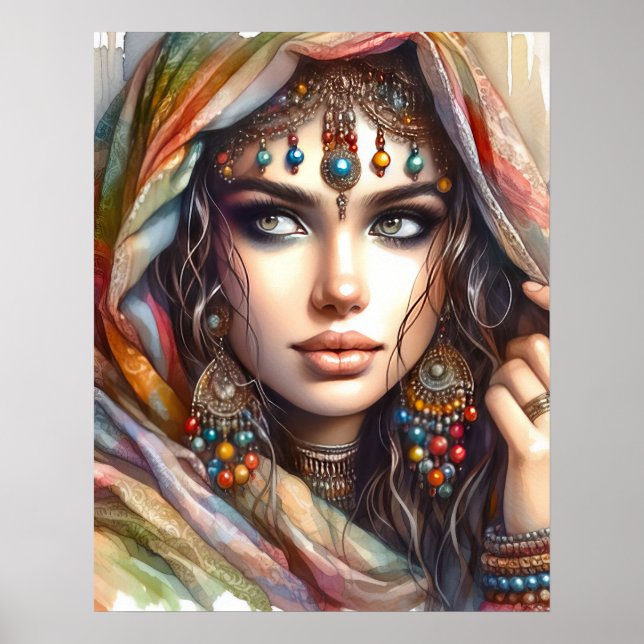 *~* Boho 4 A100 Poster Psychique Gitane Femme (Devant)