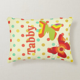 Boho 70er Stripe Polka Dot Schmetterling Orange ge Dekokissen