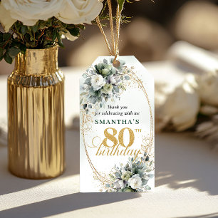 Boho 80. Geburtstag Botanisch Grüne Karte Geschenkanhänger