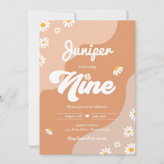 Boho 9. Geburtstag Daisy Floral Groovy 70's Party Einladung