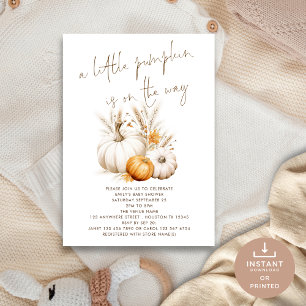 Boho A Little Pumpkin Grasses Baby Shower Einladung