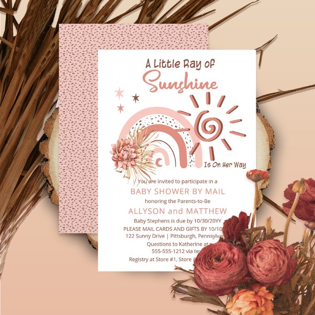 Boho A Ray of Sunshine Girl Baby Shower by Mail  Einladung (Von Creator hochgeladen)