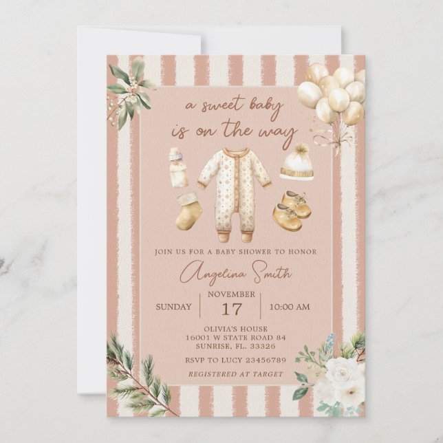 Boho A Sweet Baby ist auf dem Weg Babydusche Einladung (Vorderseite)