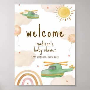 Boho-Abenteuer-Hubschrauber-Baby-Shower-Willkommen Poster