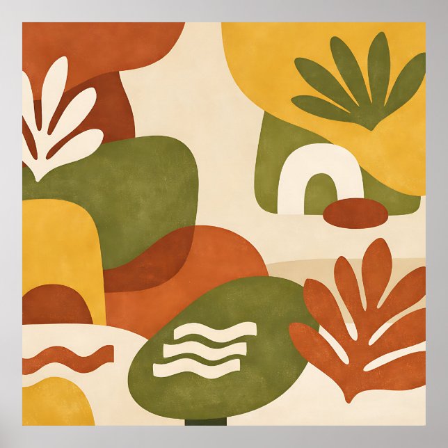 Boho Abstract Botanical Art Poster (Vorne)