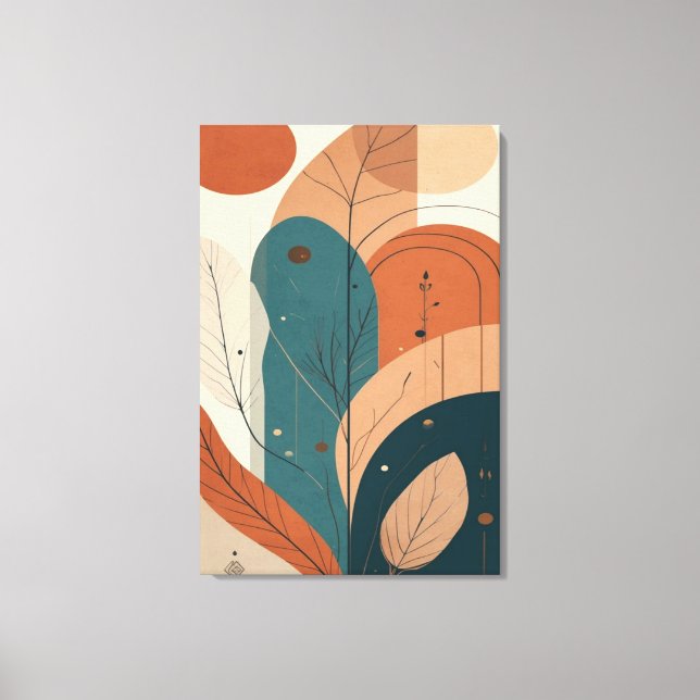 Boho Abstract Botanical Modern Minimal Wall Art Leinwanddruck (Vorderseite)