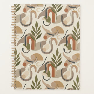 Boho Abstract Botanical Notebook Cover Background Planer
