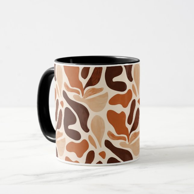 Boho Abstract Flow Mug – Soft Shape Composition (Devant gauche)