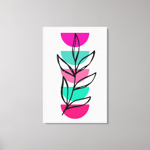 Boho-Abstract Mid Century Farbige Blumen Leinwanddruck