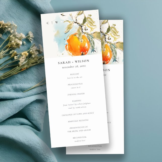 Boho Abstract Orange Garden Wedding Program Einladung (Von Creator hochgeladen)