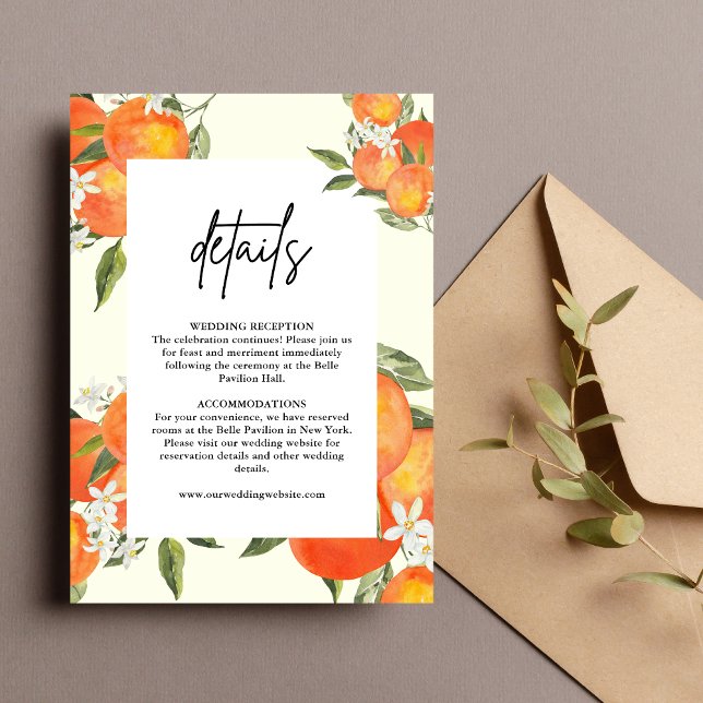 Boho Abstract Orange Wedding Details Begleitkarte (Von Creator hochgeladen)