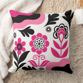 Boho Abstract Pink Flower Art Kissen