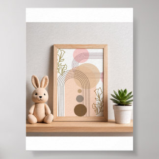 Boho-Abstract-Regenbogen- & Blumennursery-Wandkuns Poster