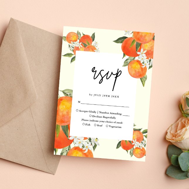 Boho Abstract Sketchy Orange Garden Wedding RSVP Karte (Von Creator hochgeladen)