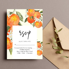 Boho Abstract Sketchy Orange Garden Wedding RSVP Karte