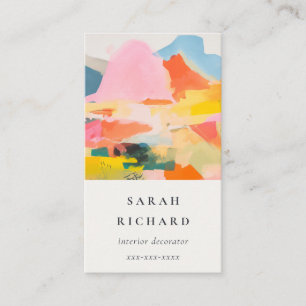 Boho-Abstracte Berglandschaft Rosa Blau Orange Visitenkarte