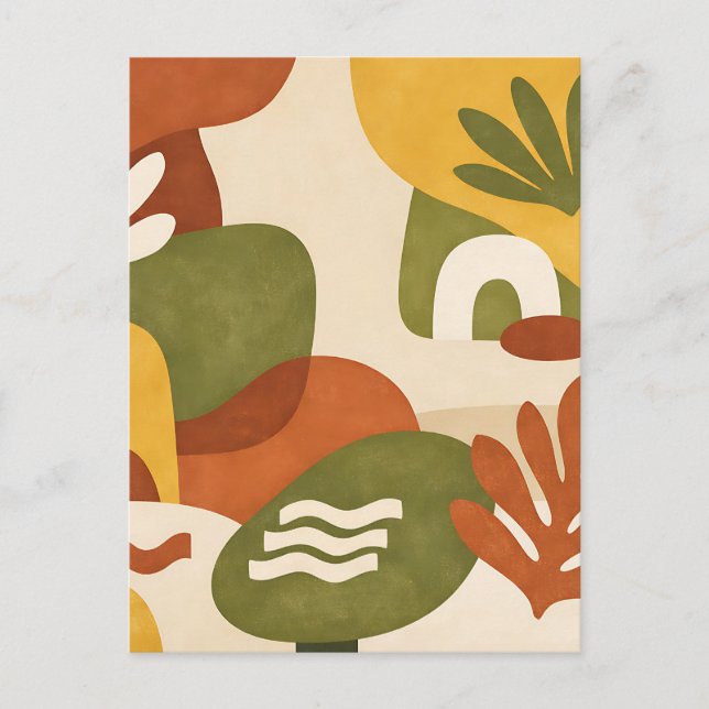 Boho-Abstracte Botanische Kunst Postkarte (Vorderseite)