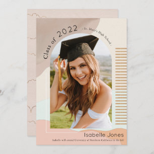 Boho Abstrait Shapes Arch Graduation Faire-part