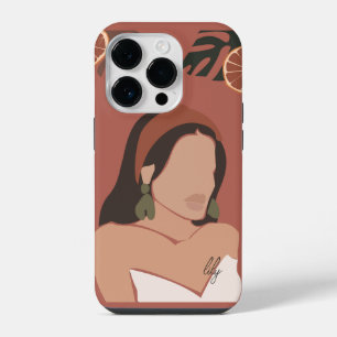 Boho Abstrakt Art Illustration, Earthy Tone iPhone 14 Pro Hülle