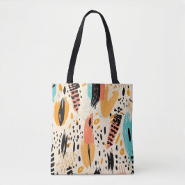 Boho Abstrakt Brushstroke Tote Bag - Trendy Artist Tasche