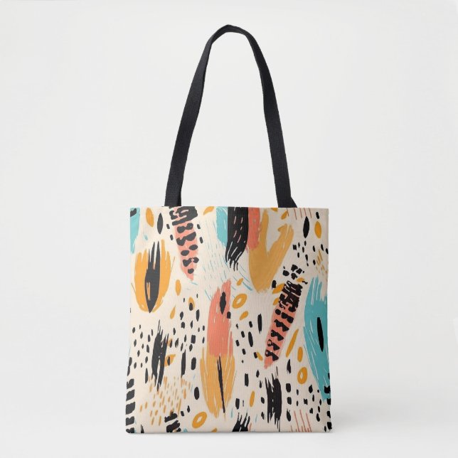Boho Abstrakt Brushstroke Tote Bag - Trendy Artist Tasche (Vorderseite)