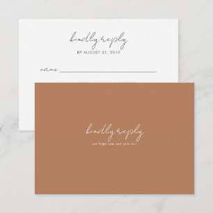 Boho Abstrakt Caramel Mocha Wedding RSVP Card Karte