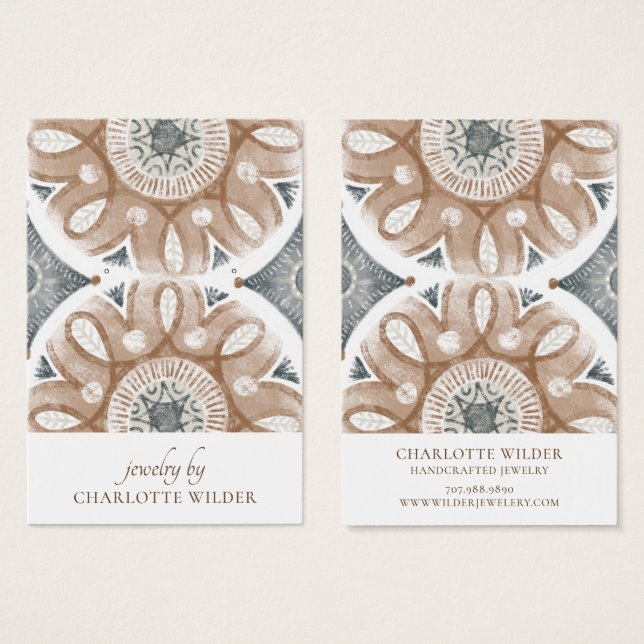 Boho Abstrakt Circles Earring Display Card (Vorne & Hinten)