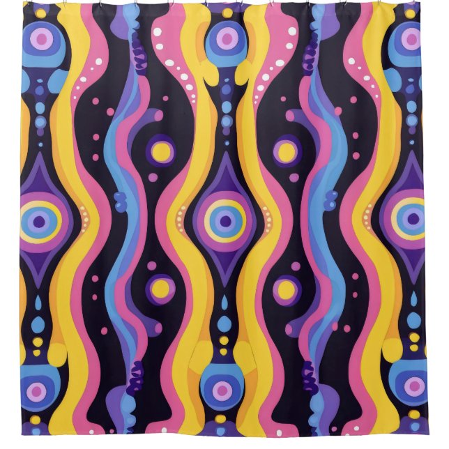 Boho Abstrakt farbig 3 Duschvorhang (Vorderseite)