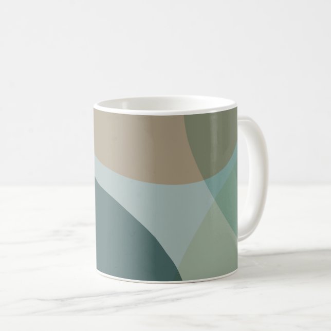 Boho Abstrakt geometrische Formen Blau und Gelb Kaffeetasse (VorderseiteRechts)