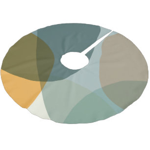 Boho Abstrakt geometrische Formen Blau und Gelb Polyester Weihnachtsbaumdecke