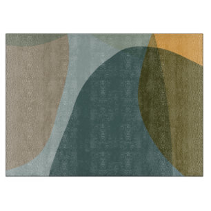 Boho Abstrakt geometrische Formen Blau und Gelb Schneidebrett