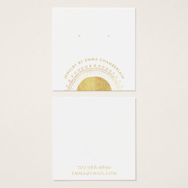 Boho Abstrakt Gold Circle Earring Display Card (Vorne & Hinten)