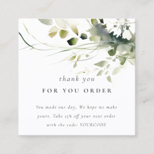 Boho Abstrakt Green Floral Vielen Dank für Ihre Be Quadratische Visitenkarte