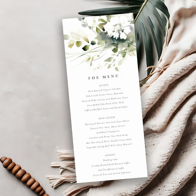 Boho Abstrakt Green Floral Wedding Menu Card Einladung (Von Creator hochgeladen)