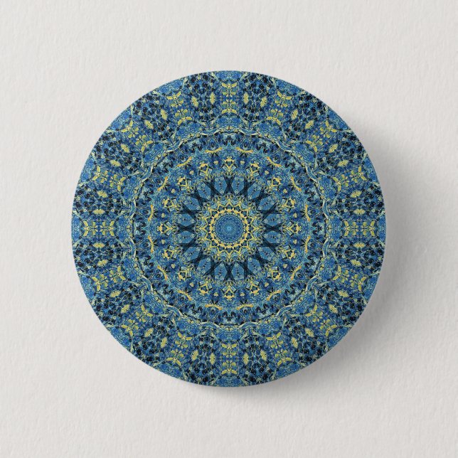Boho Abstrakt Groovy Van Gogh Starry Night Mandala Button (Vorderseite)