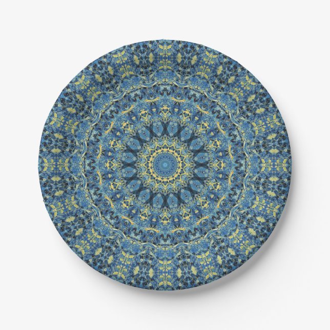 Boho Abstrakt Groovy Van Gogh Starry Night Mandala Pappteller (Vorderseite)