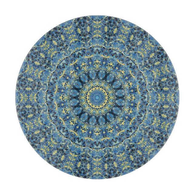 Boho Abstrakt Groovy Van Gogh Starry Night Mandala Schneidebrett (Vorderseite)