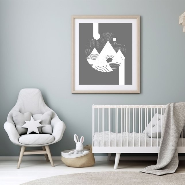 Boho Abstrakt Landscape Moon Poster (Von Creator hochgeladen)