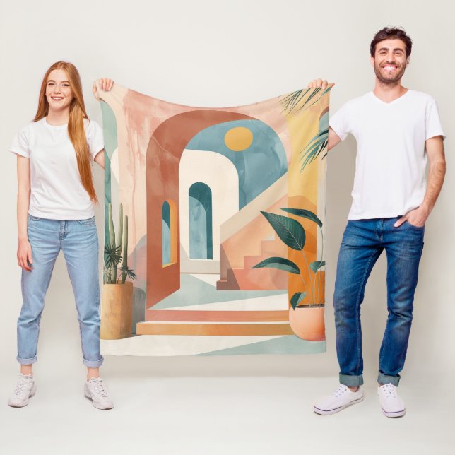 Boho Abstrakt Landschaft (10) Fleecedecke (Beispiel)
