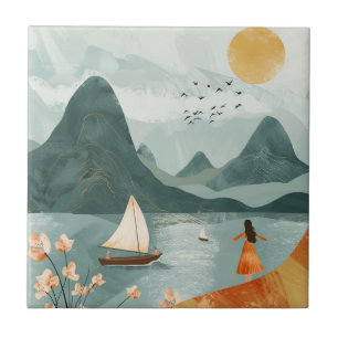 Boho Abstrakt Landschaft (11) Fliese