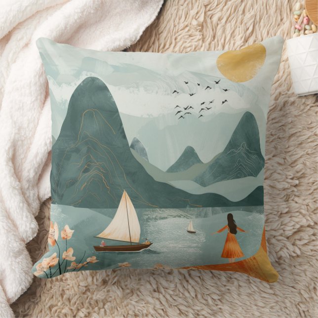 Boho Abstrakt Landschaft (11) Kissen (Decke)