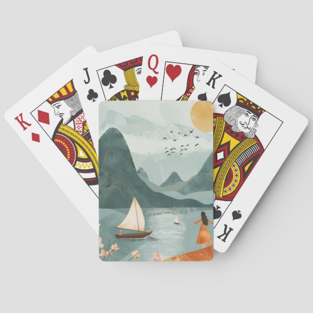 Boho Abstrakt Landschaft (11) Spielkarten (Rückseite)