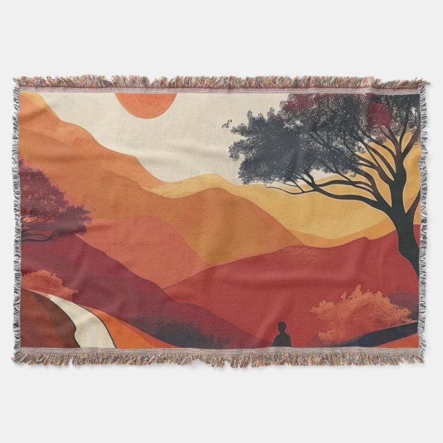 Boho Abstrakt Landschaft (19) Decke (Vorderseite)