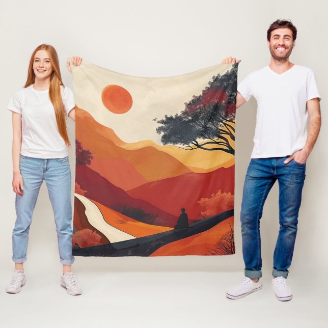 Boho Abstrakt Landschaft (19) Fleecedecke (Beispiel)