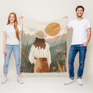 Boho Abstrakt Landschaft (20) Fleecedecke