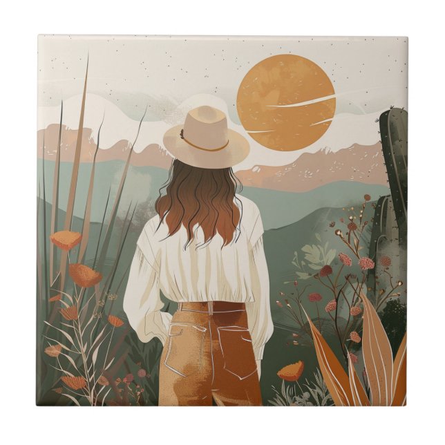 Boho Abstrakt Landschaft (20) Fliese (Vorderseite)