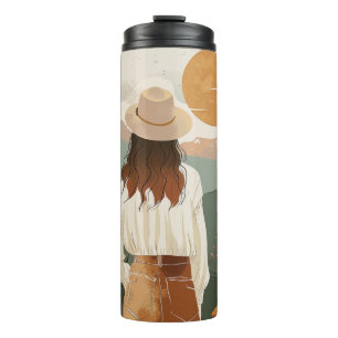 Boho Abstrakt Landschaft (20) Thermosbecher