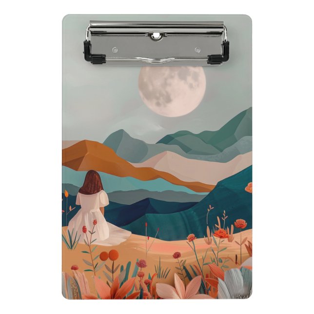Boho Abstrakt Landschaft (21) Mini Klemmbrett (Vorderseite)